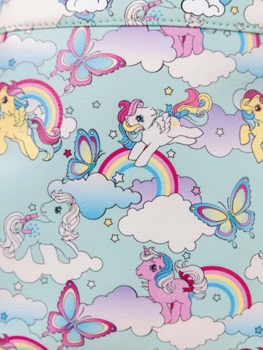 My Little Pony Rainbows and Butterflies Faux Leather Mini Backpack Official NWT - Picture 4 of 13